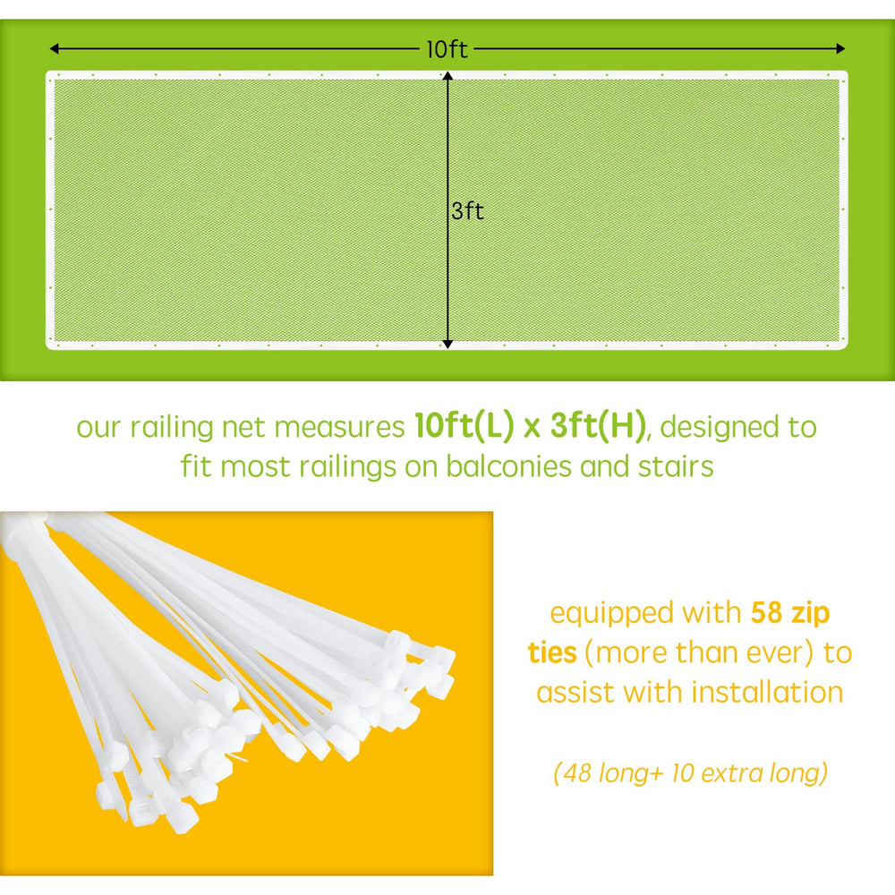 Minne Baby Banister Guard small mesh design prevents fingers and toys slipping through.