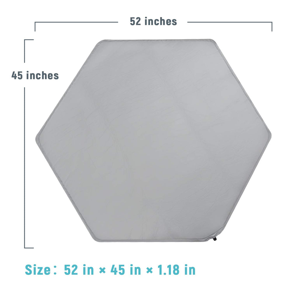 Minne Baby self-inflating playpen pad sets up quickly with no pump needed.
