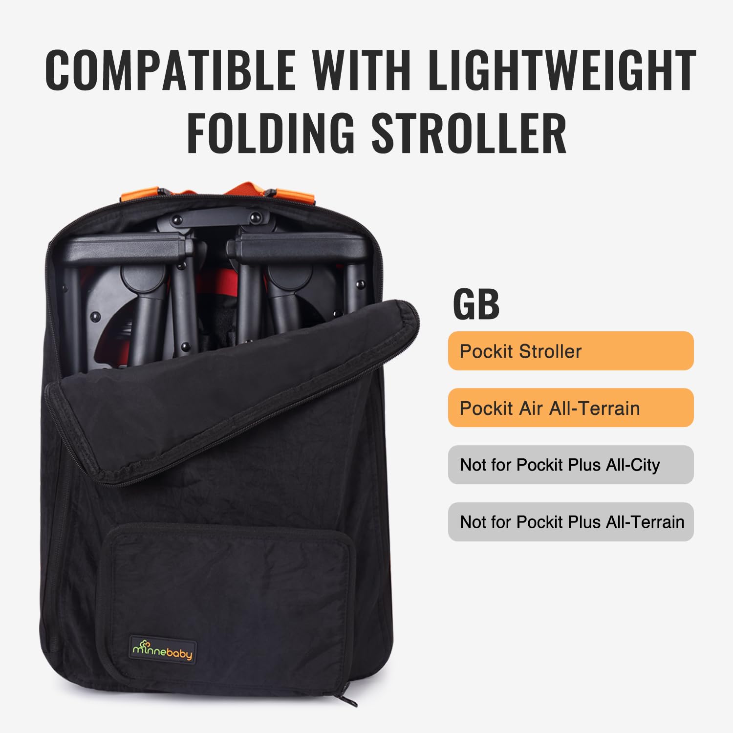 Minne Baby bag folds compactly for car storage or baby bag packing.