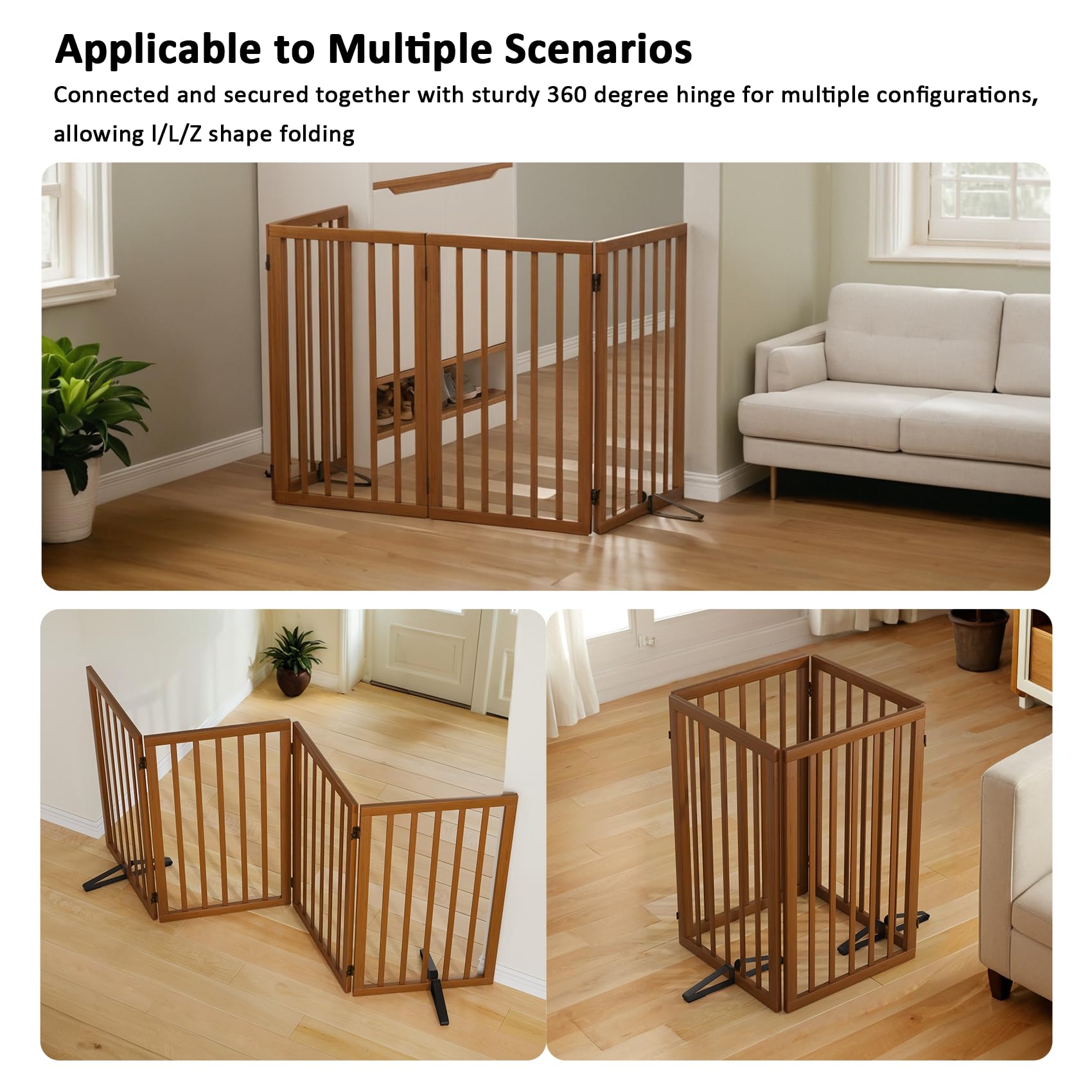 Mino Kesper foldable gate folds into an accordion style for easy storage.
