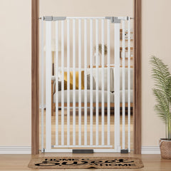 Mino Kesper extra tall pet gate in doorway prevents jumping and escaping.