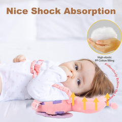 MINOCHI baby head protector backpack back view shows adjustable straps for a secure, comfy fit.