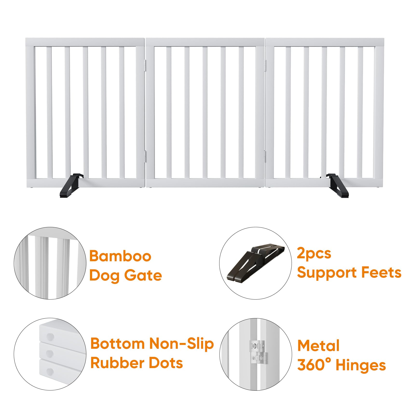 Mino Kesper white gate in freestanding layout for flexible setup.