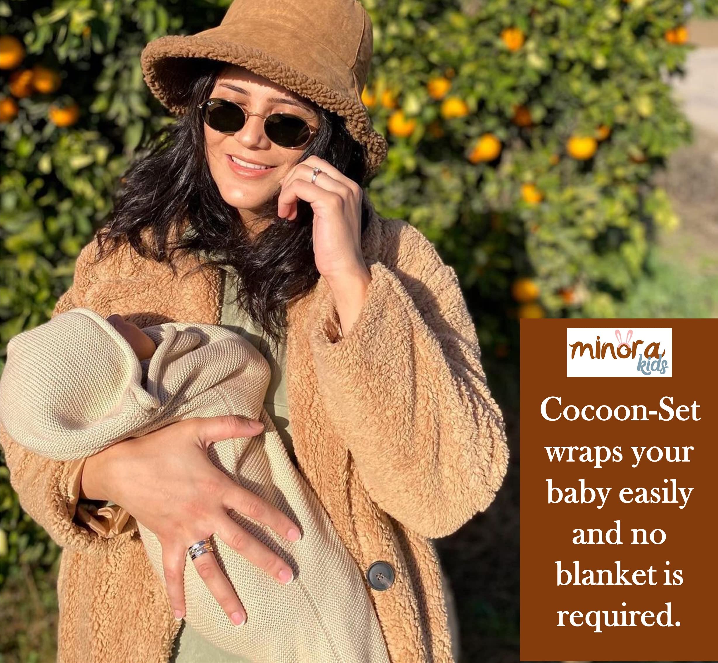 Minora knit swaddle texture feels soft and breathable for baby