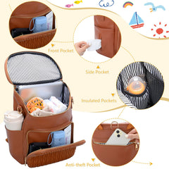 Minsong diaper backpack brown bottle pocket for on-the-go feeding
