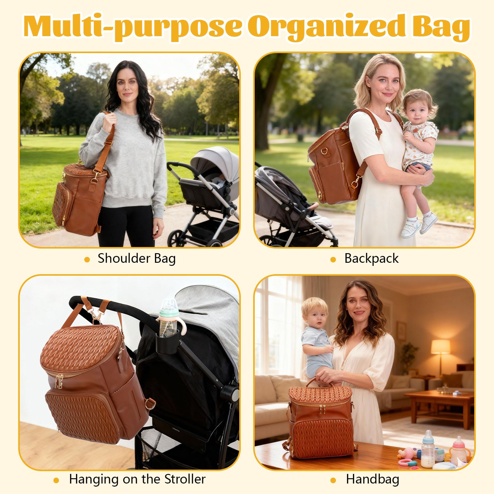 Minsong diaper backpack brown detachable straps offer versatile carry options