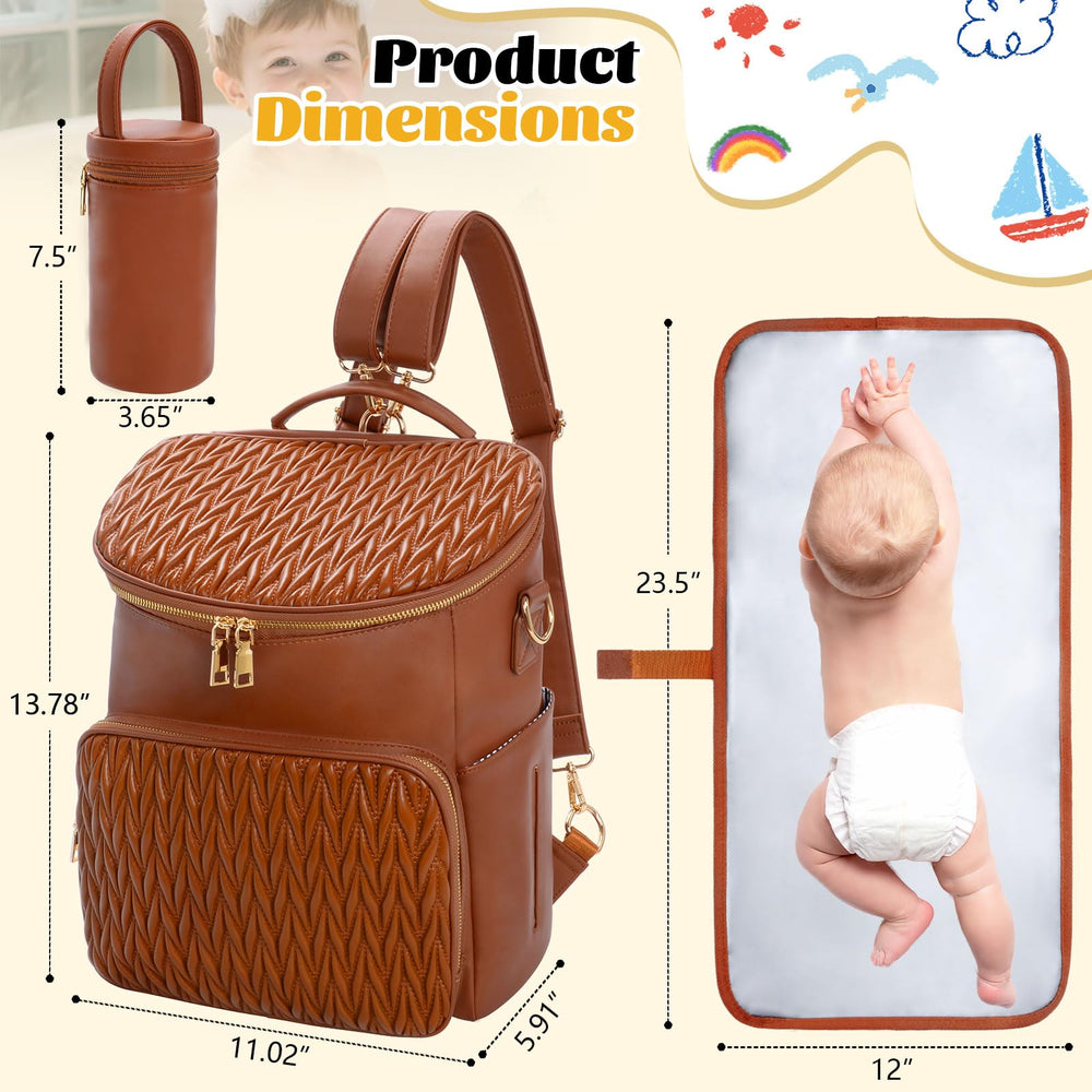 Minsong diaper backpack brown interior layout keeps diapers and wipes organized