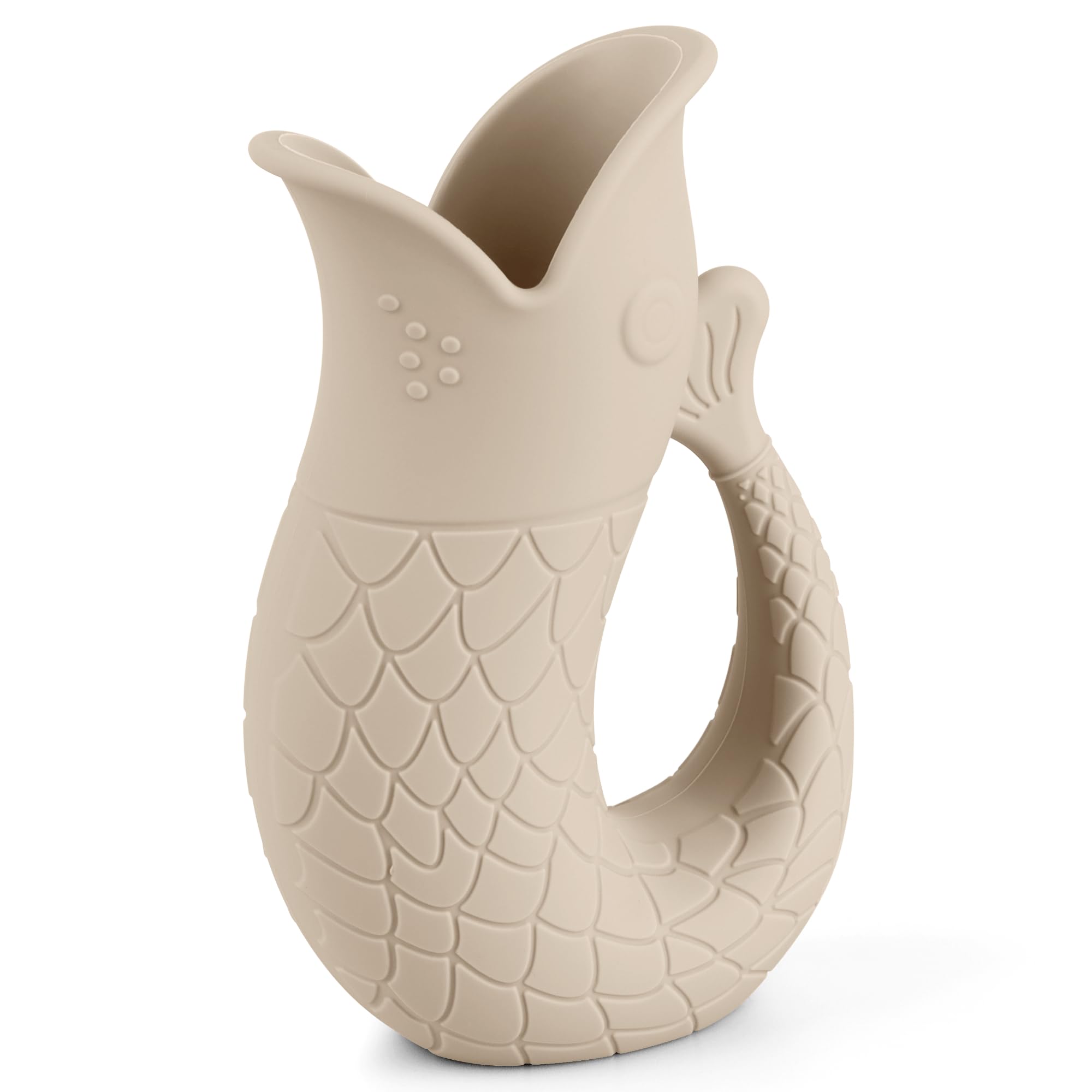 Mintlyfe baby bath rinse cup in sand color with gentle, controlled pour for bath time