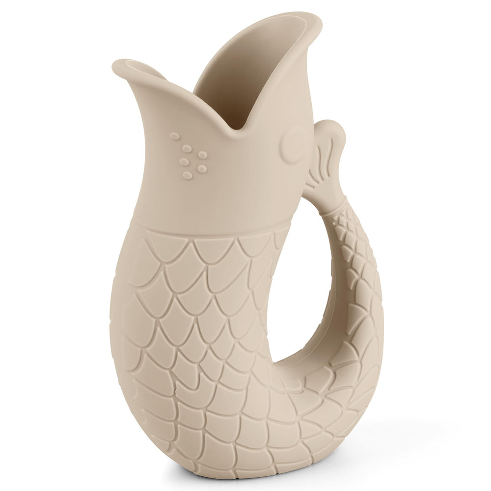 Mintlyfe baby bath rinse cup in sand color with gentle, controlled pour for bath time