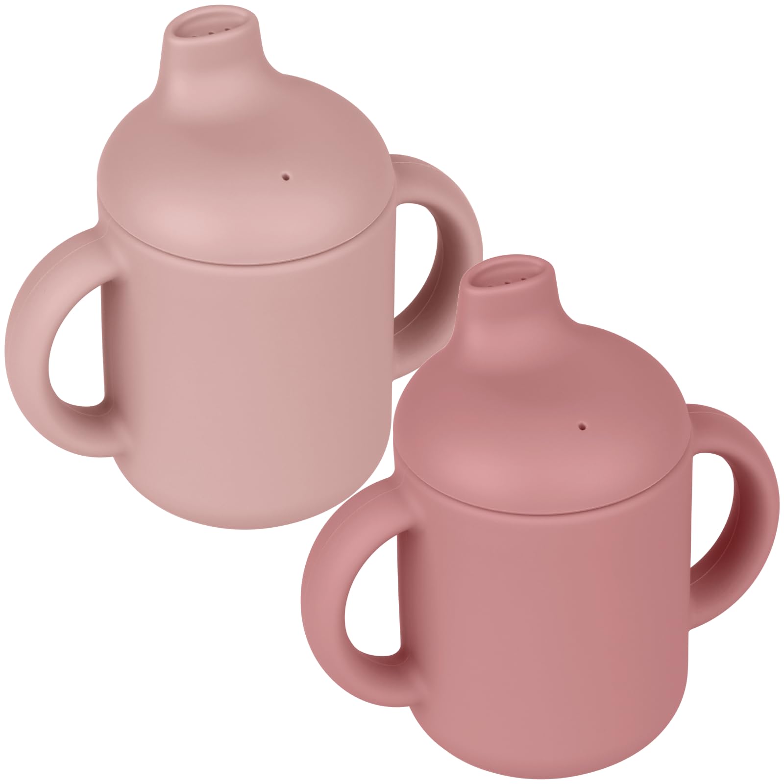 Mintlyfe baby sippy cup 2-pack blush mauve close-up texture and grip