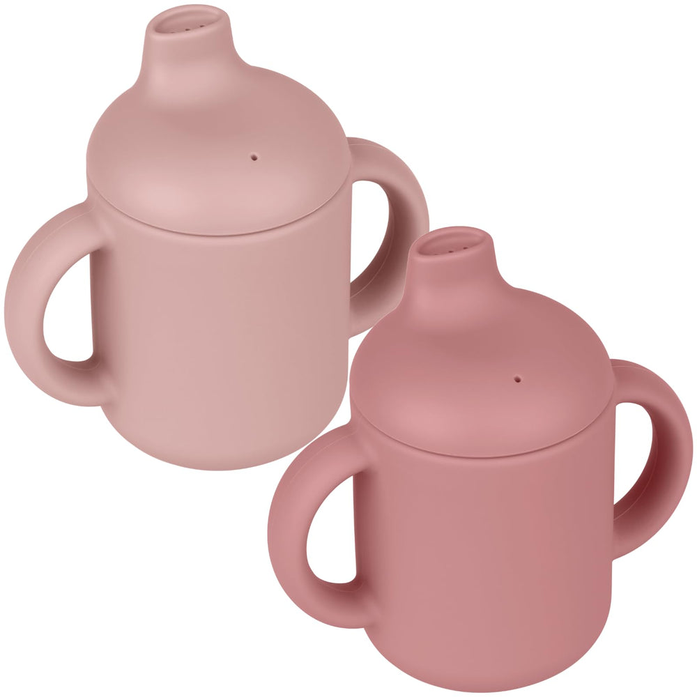 Mintlyfe baby sippy cup 2-pack blush mauve close-up texture and grip