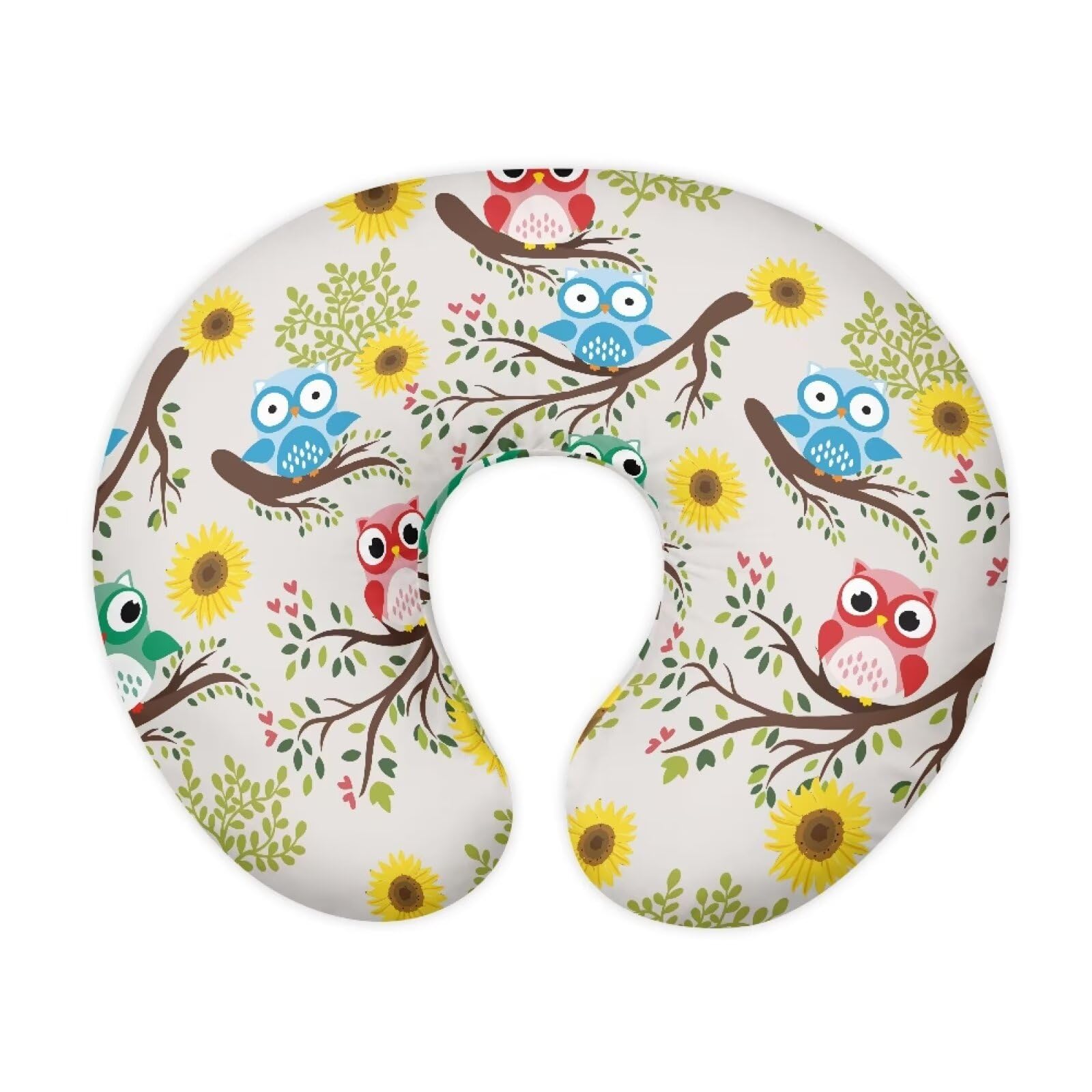 Mintulipy nursing pillow cover with owl floral print for a cozy breastfeeding experience