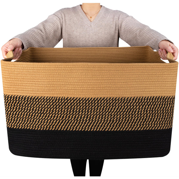 Mintwood 22in blanket basket standalone showcases ample rectangle storage for bulky items.