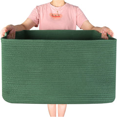 Mintwood Design 22in blanket basket forest green for organized blanket storage.