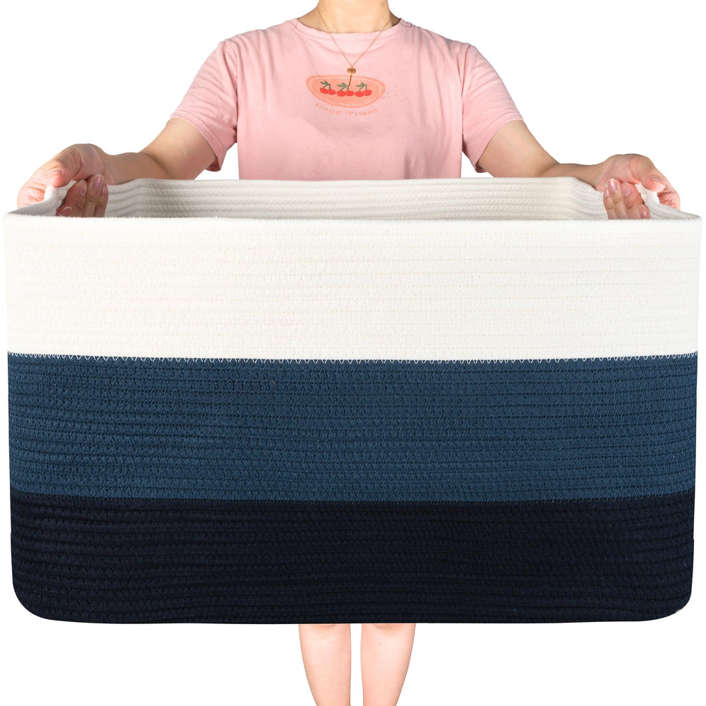 Mintwood Design 22in blanket basket, rectangular, ideal for bulky linens and throws.