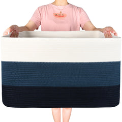 Mintwood Design 22in blanket basket, rectangular, ideal for bulky linens and throws.