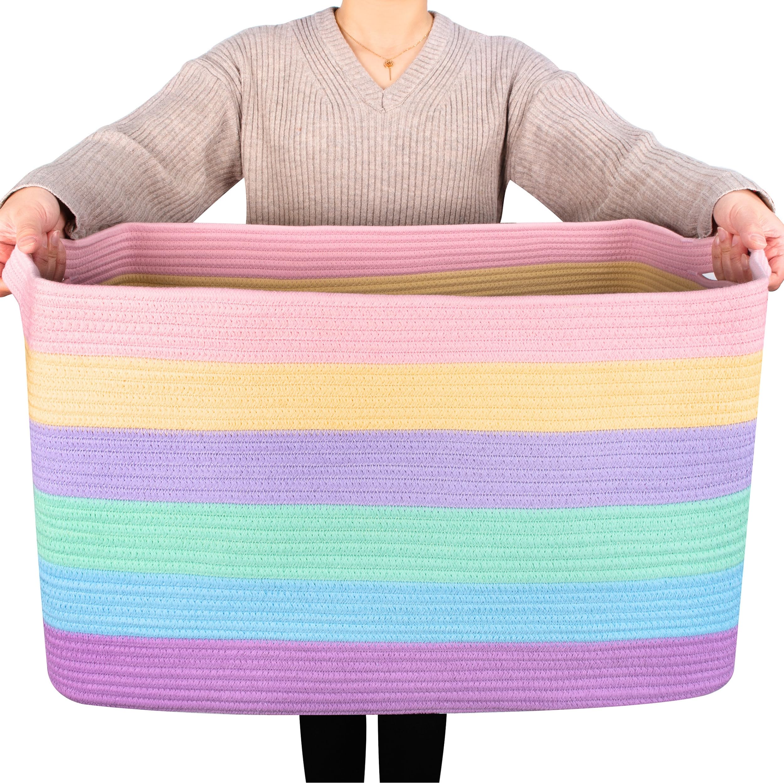 MINTWOOD Design 22in basket rectangle, ample storage for bulky blankets and linens.