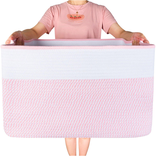 MINTWOOD Design 22in extra large blanket basket showing spacious storage for blankets.