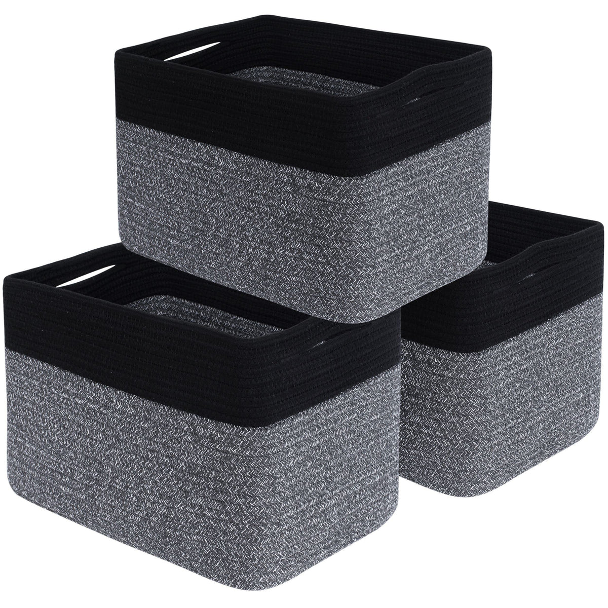 Mintwood Design 3-pack storage baskets on a shelf keeping books and small items organized