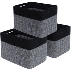 Mintwood Design 3-pack storage baskets on a shelf keeping books and small items organized