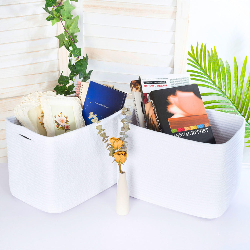 MINTWOOD Design cube-bin-box storage baskets provide versatile organization for desks and dressers