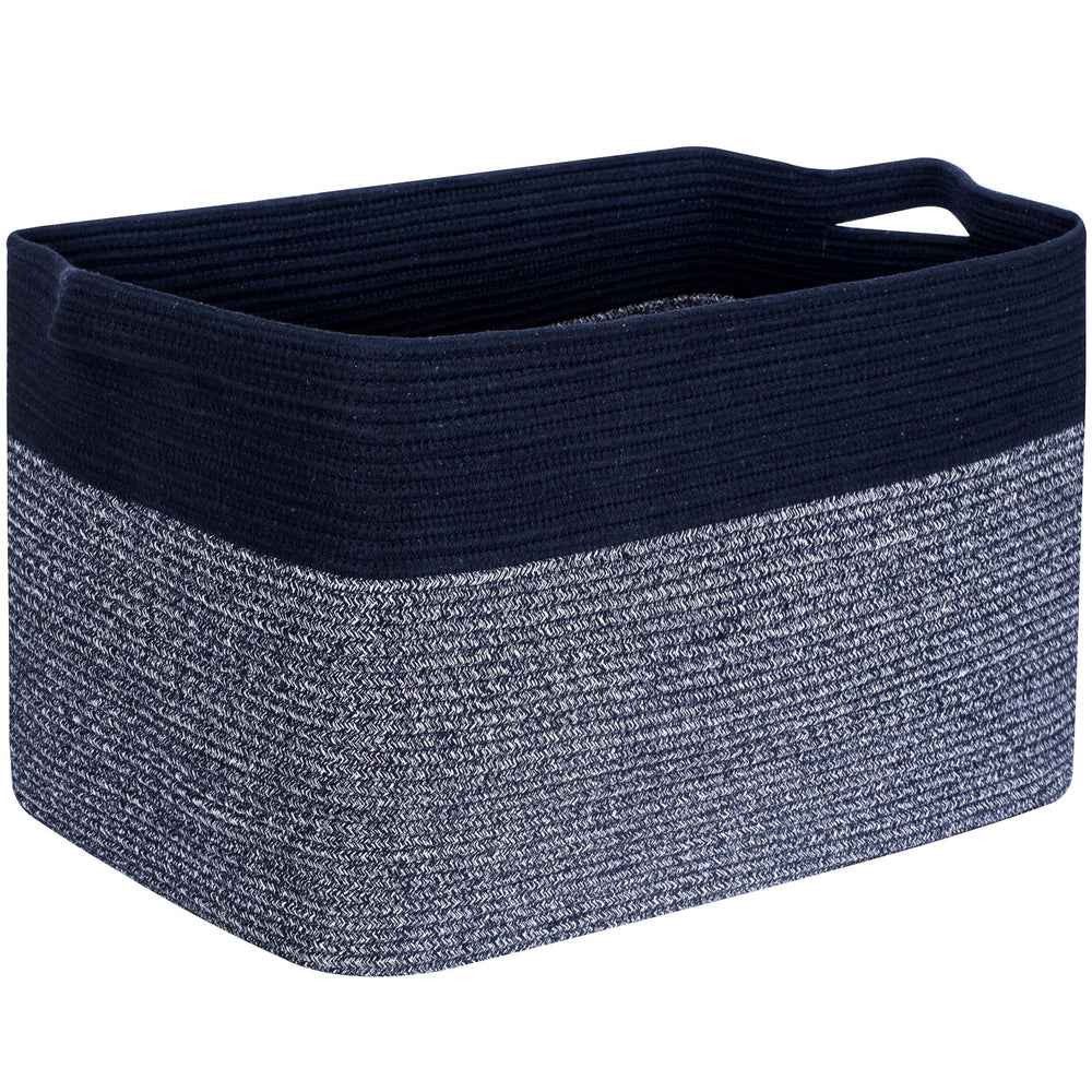Mintwood Design foldable rope basket ready for storage or travel.