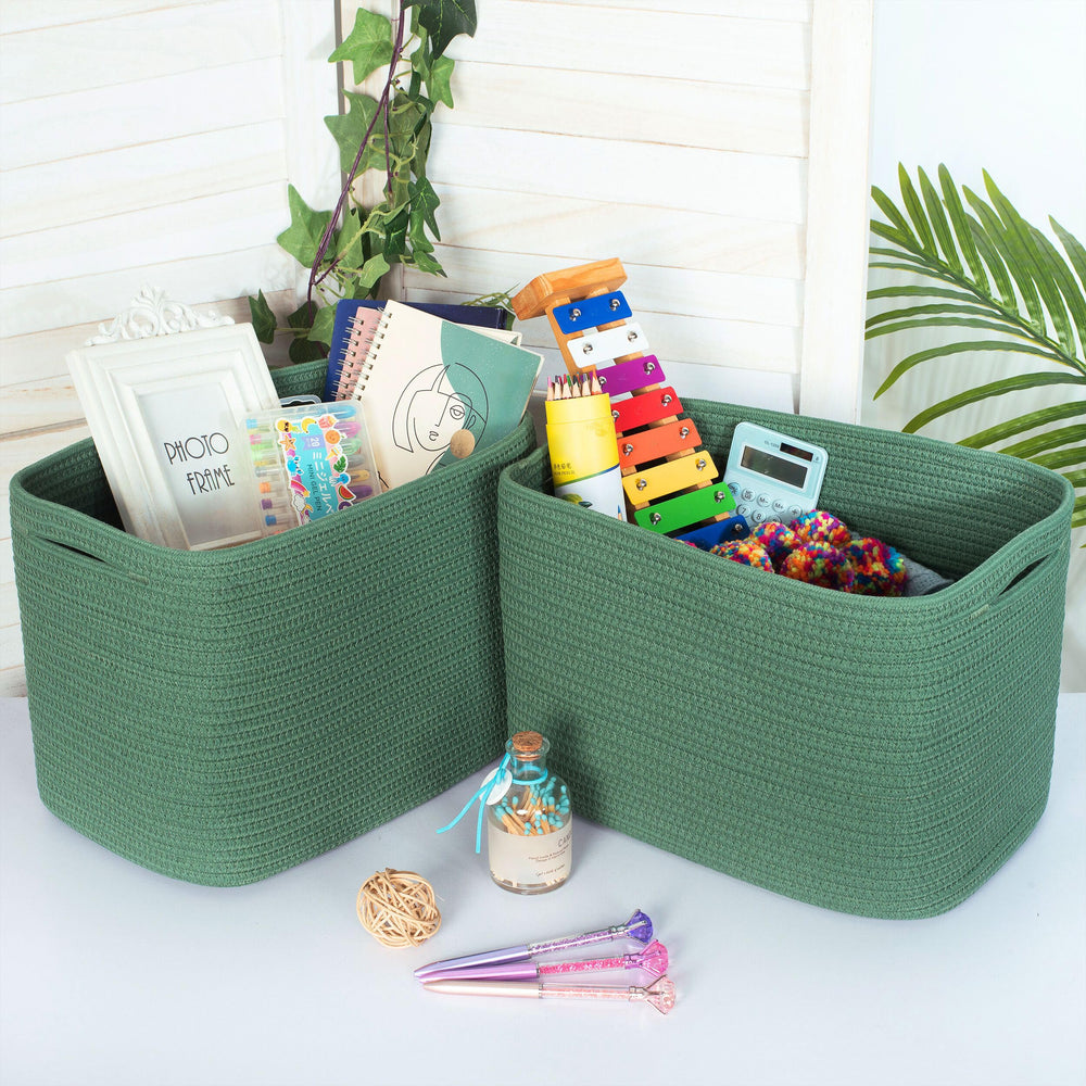 MINTWOOD Design forest green baskets close weave texture adds warmth