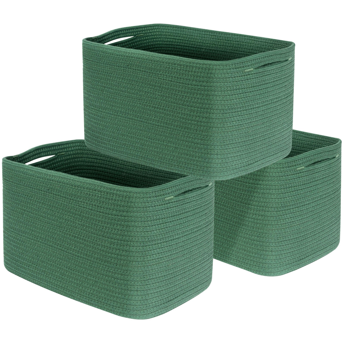 MINTWOOD Design forest green baskets front view for tidy shelves