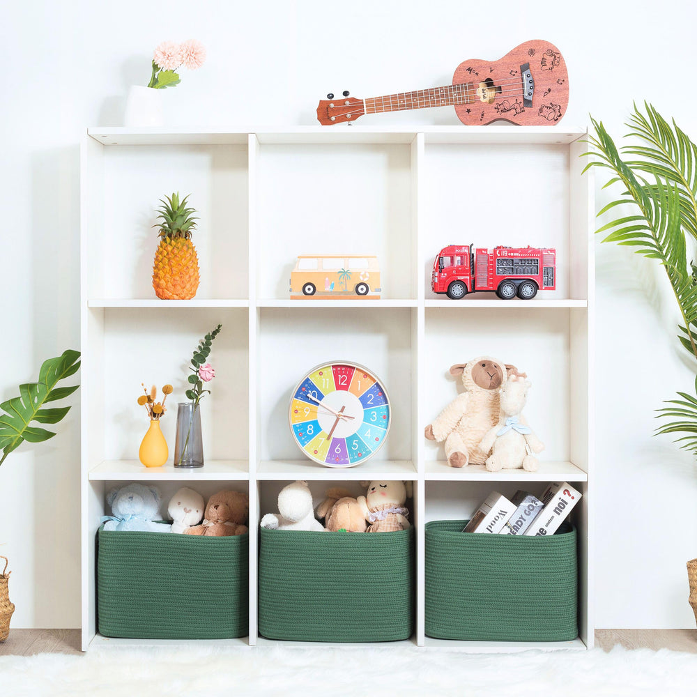 MINTWOOD Design forest green baskets with slit handles for easy carry
