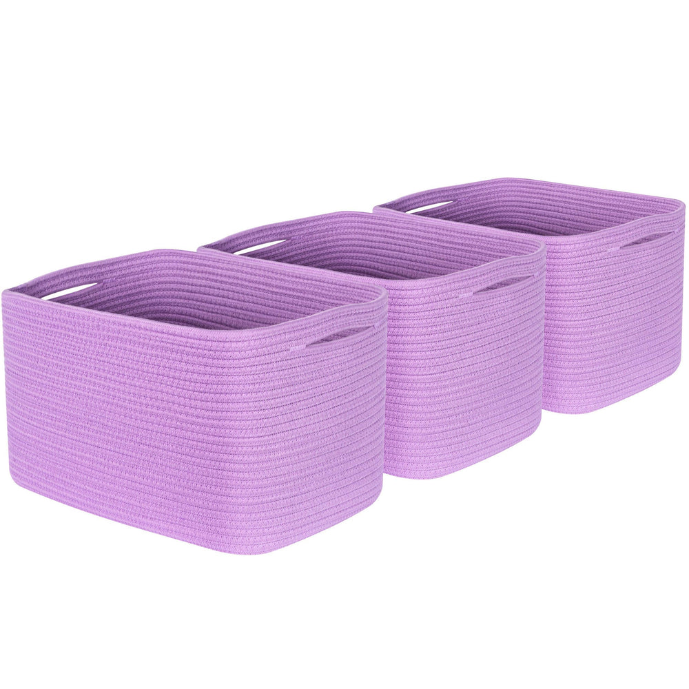 Mintwood Design lilac entryway basket keeps keys and mail organized.