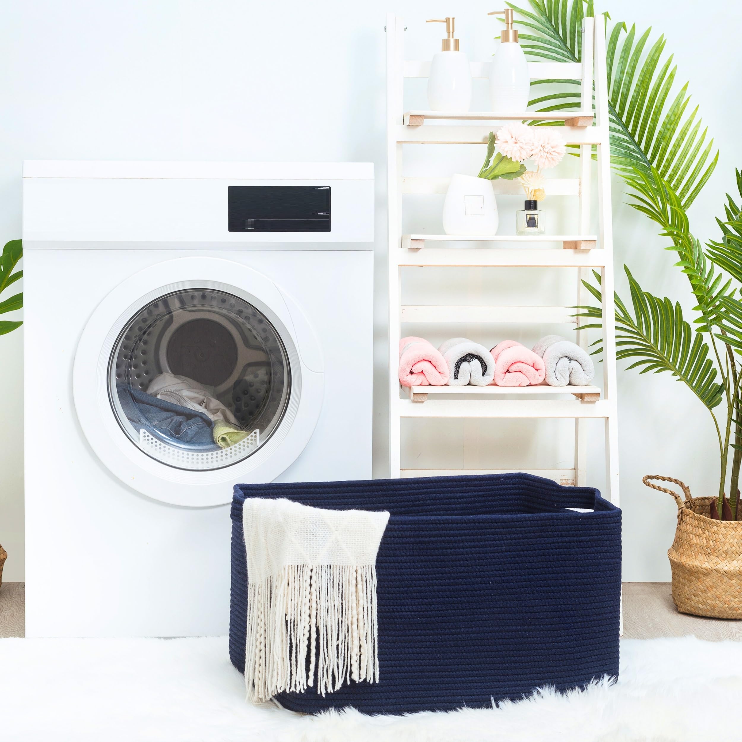 MINTWOOD Design no sharp edges cotton rope basket offers safe storage