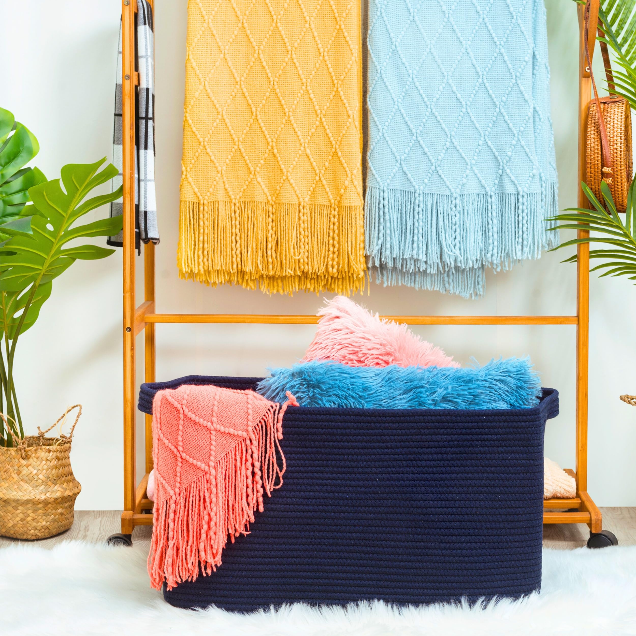 MINTWOOD Design rectangle rope storage basket with handles for easy organization