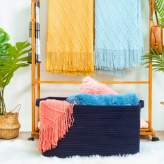 MINTWOOD Design rectangle rope storage basket with handles for easy organization
