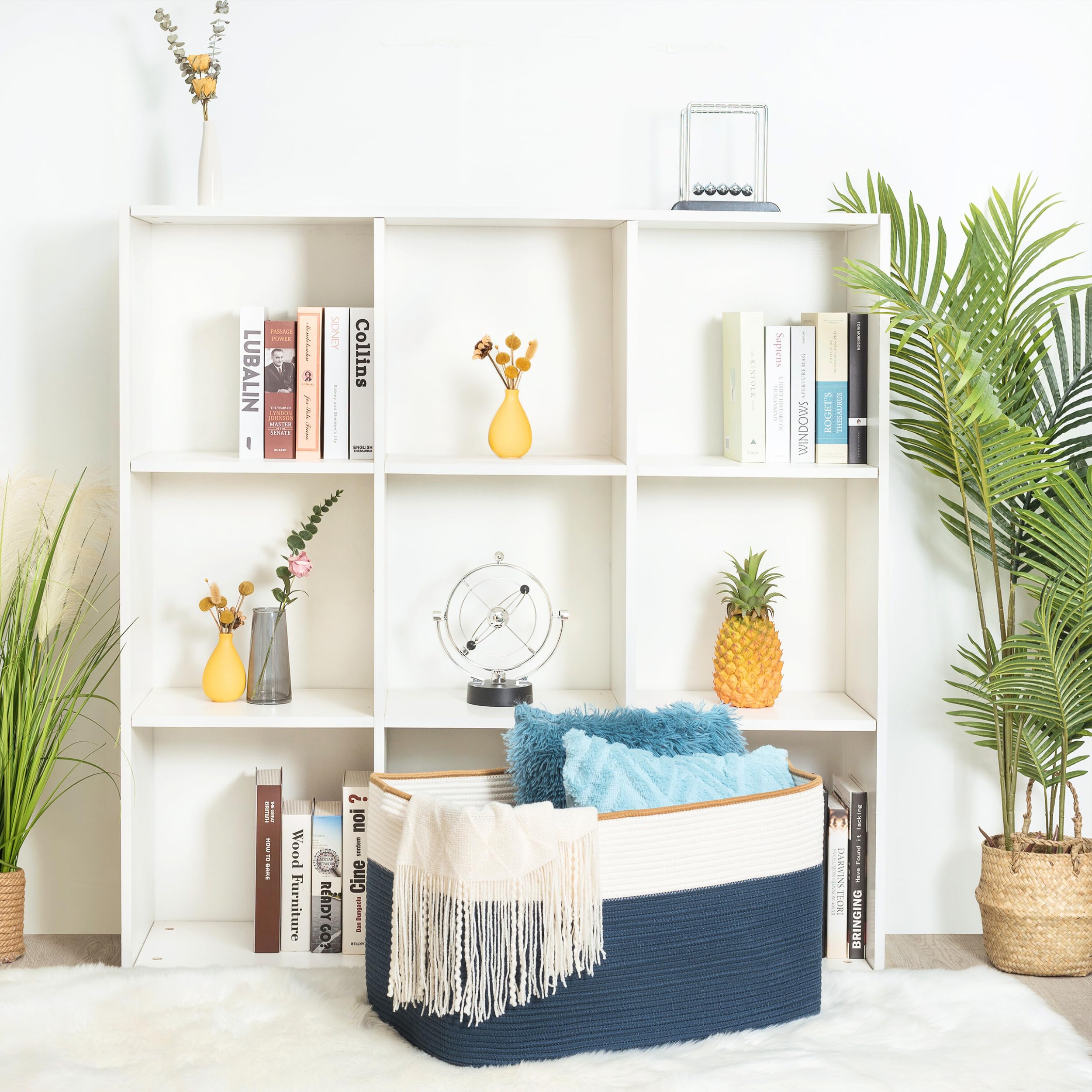 Mintwood Design rope basket for laundry storage with ample interior space.