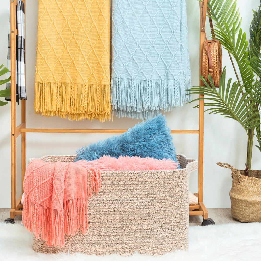 MINTWOOD Design rope storage basket with sturdy handles for towels