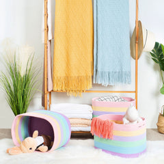 MINTWOOD Design shelf basket with slit handles for easy access and transport.