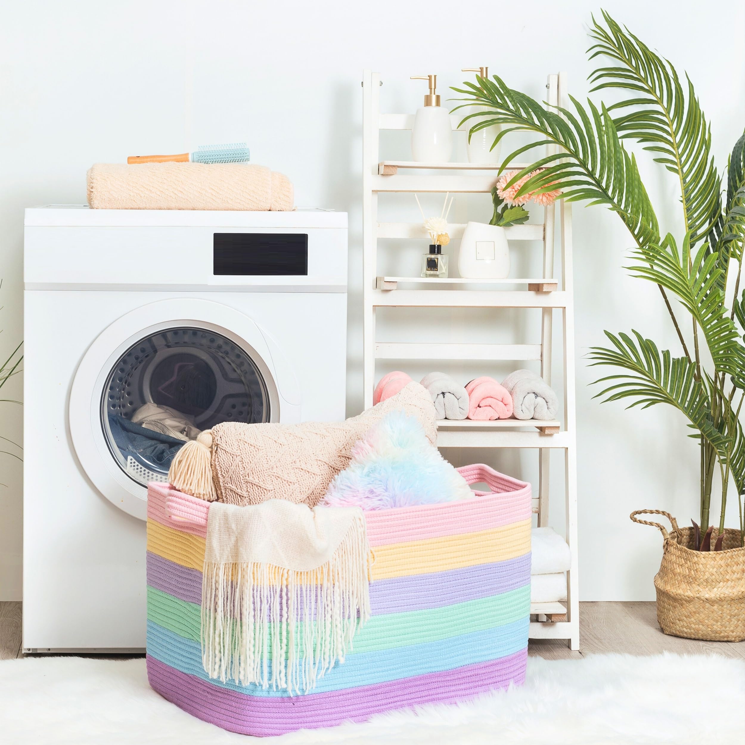 MINTWOOD Design shoe organizer basket helps entryways stay neat.