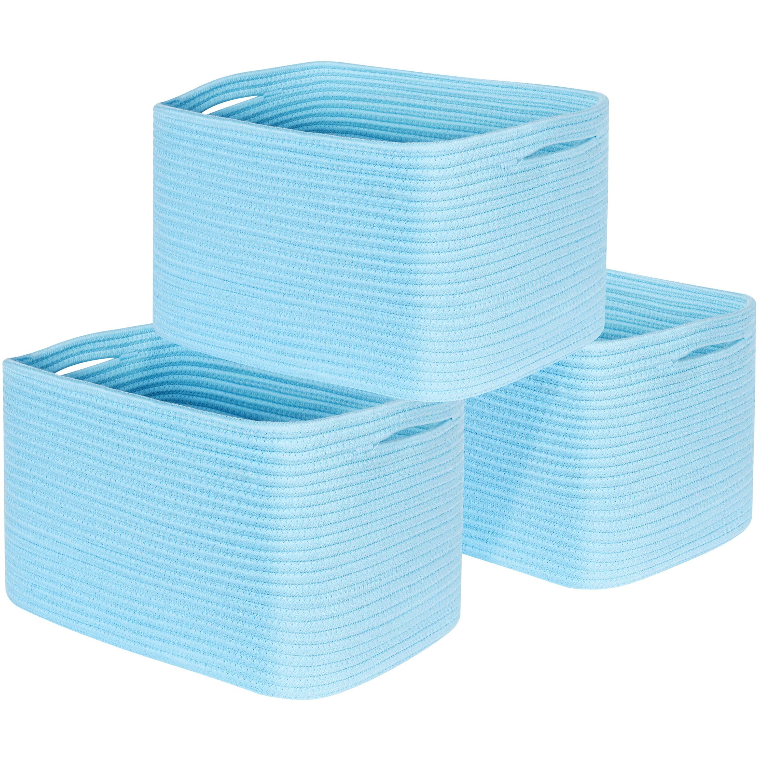 Mintwood Design three-pack decorative woven baskets on a shelf for stylish organization