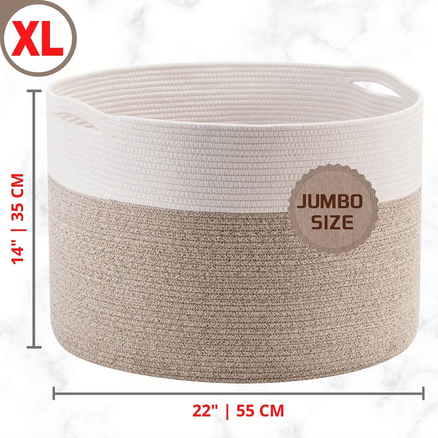 MINTWOOD Design woven cotton rope basket adds natural texture to decor.