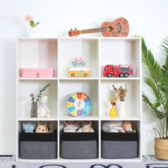 Mintwood Design woven cube bins for closet organization and a tidy bedroom look