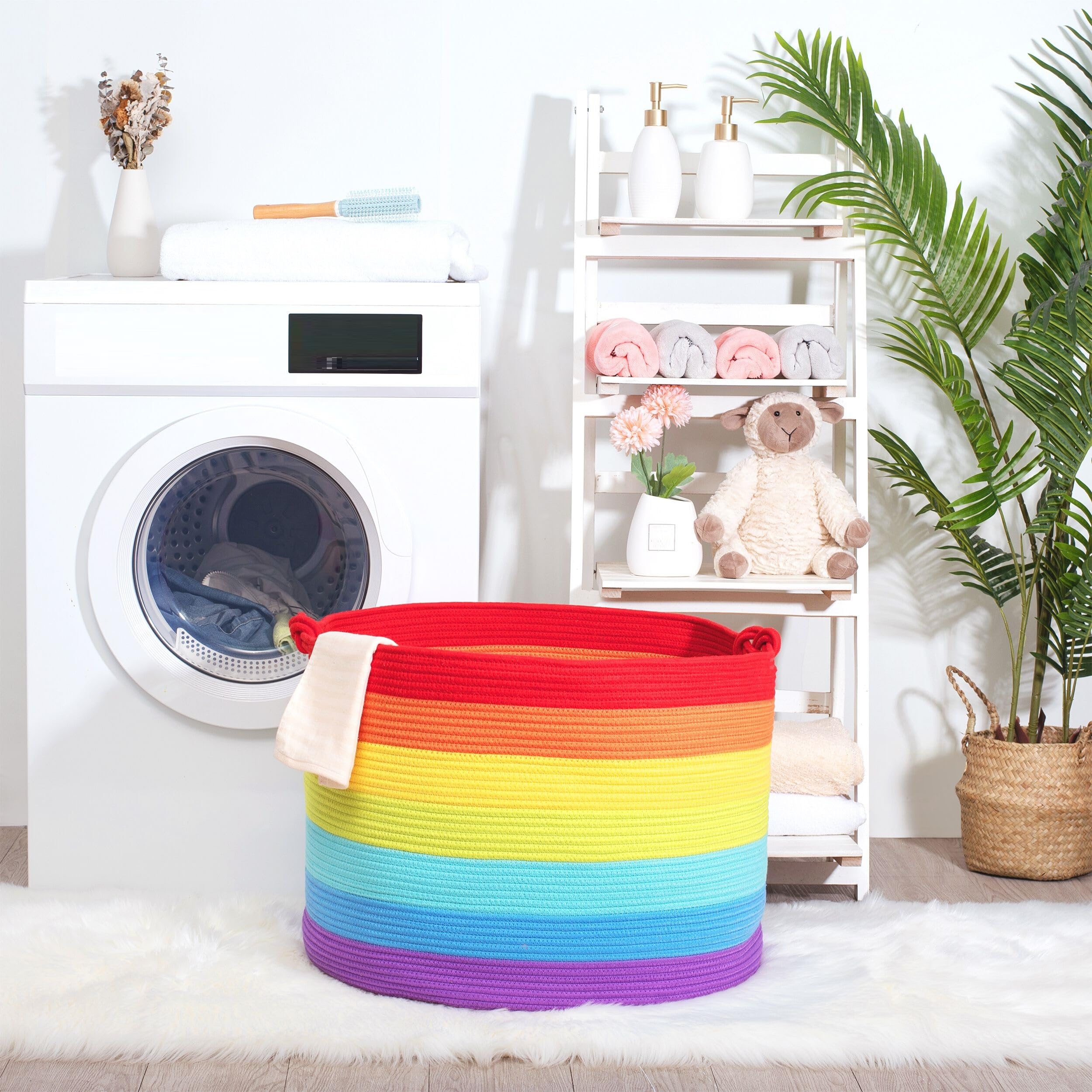 MINTWOOD extra large basket with blankets demonstrates cozy storage