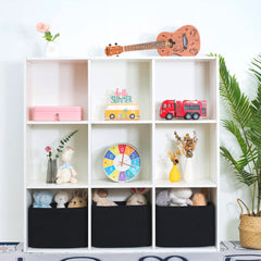 Baskets arranged in a dresser for stylish, organized storage.