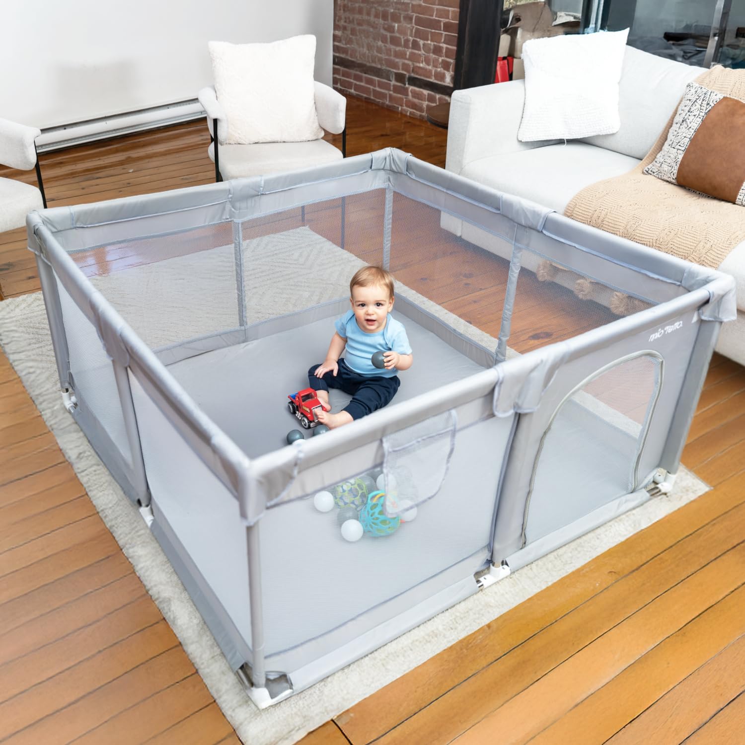 MioTetto Baby Playpen 50x50 with mesh for 360-degree visibility during play