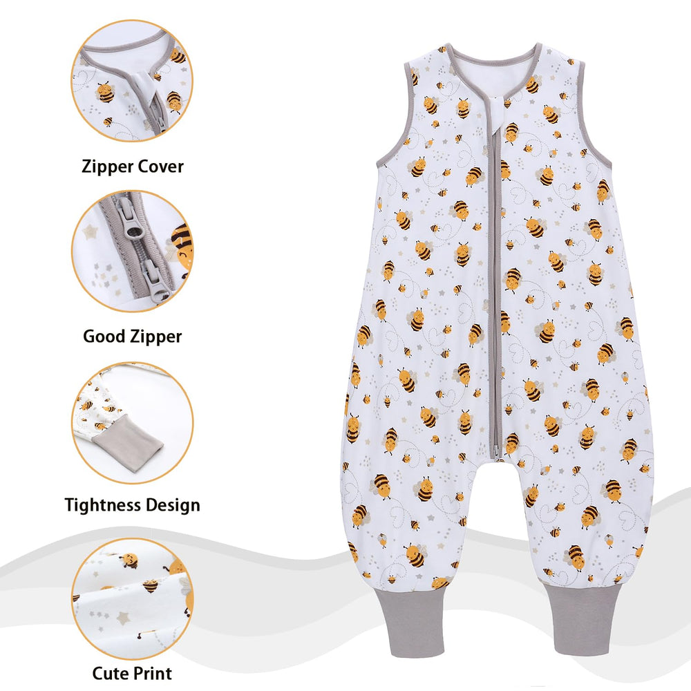 Miracle Baby sleep sack shows leg room for movement and diaper changes.