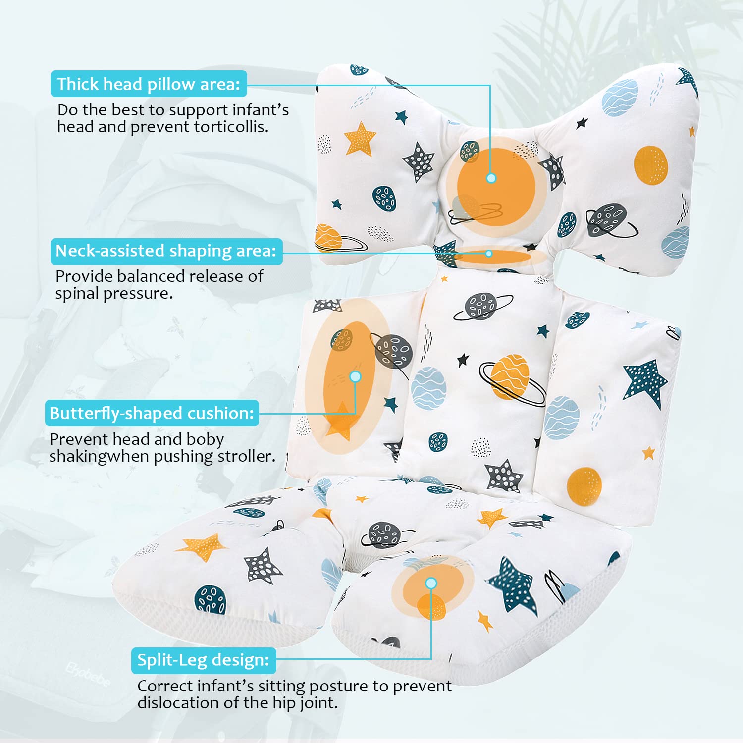 Miracle Baby Liner provides head support for baby comfort.