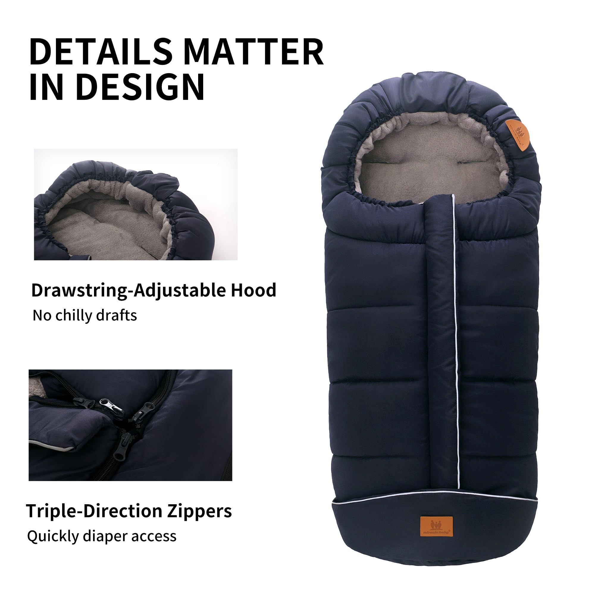 Miracle Baby bunting bag two-way zipper enables quick access