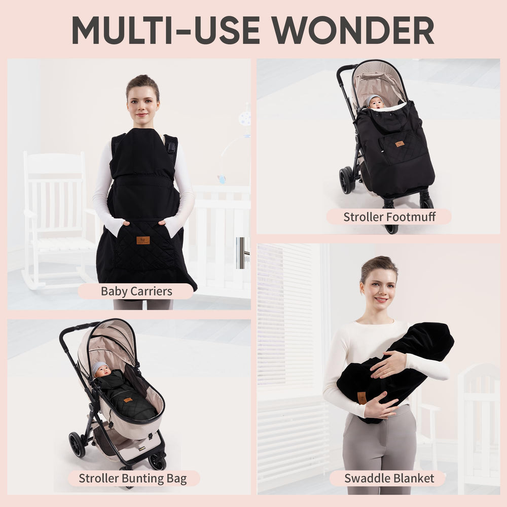 Folded Miracle Baby Carrier Cover stored in a compact pouch for on-the-go trips
