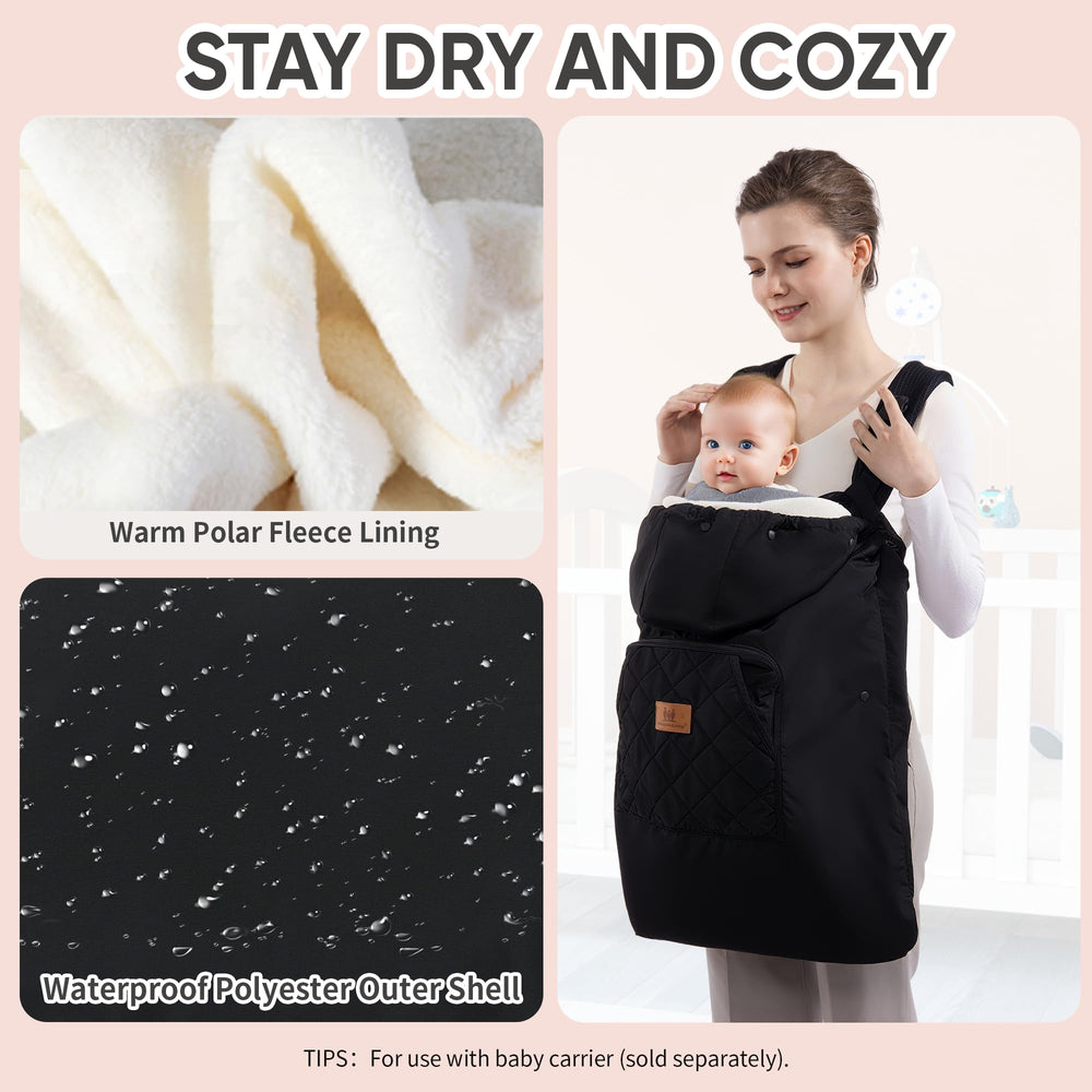Miracle Baby Carrier Cover highlights ultra-soft polar fleece lining for cozy warmth