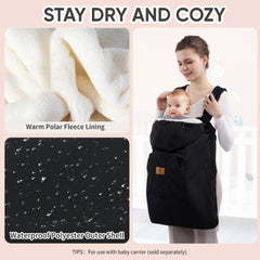 Miracle Baby Carrier Cover highlights ultra-soft polar fleece lining for cozy warmth