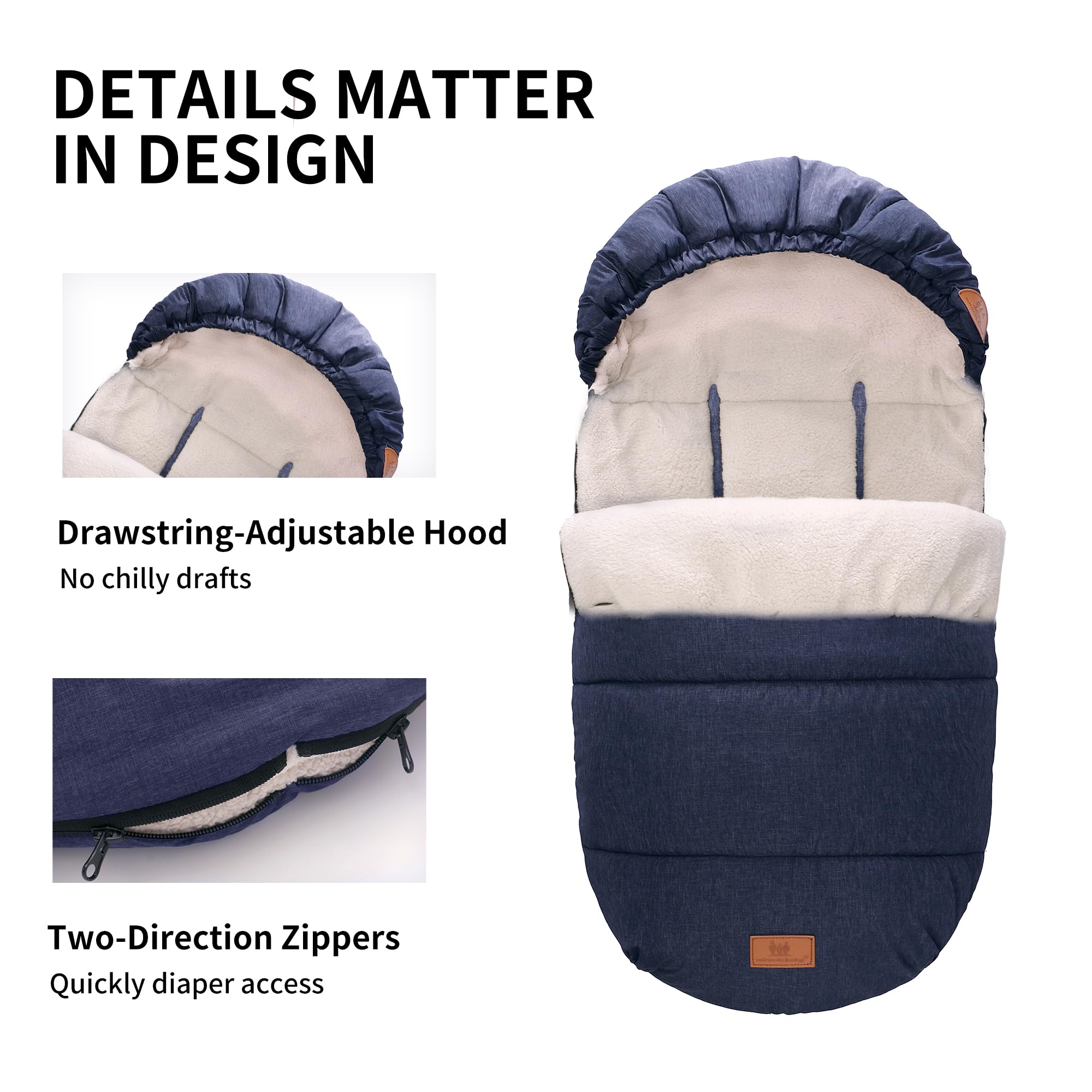 Miracle Baby easy diaper-access zippers for quick on-the-go changes.